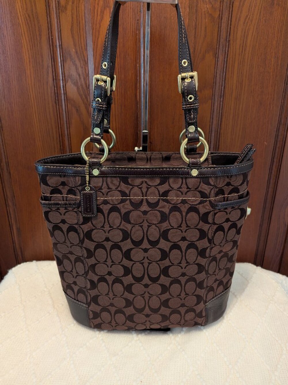 Coach Signature C North South Gallery Tote Bag Chocolate Brown 11238 Vintage